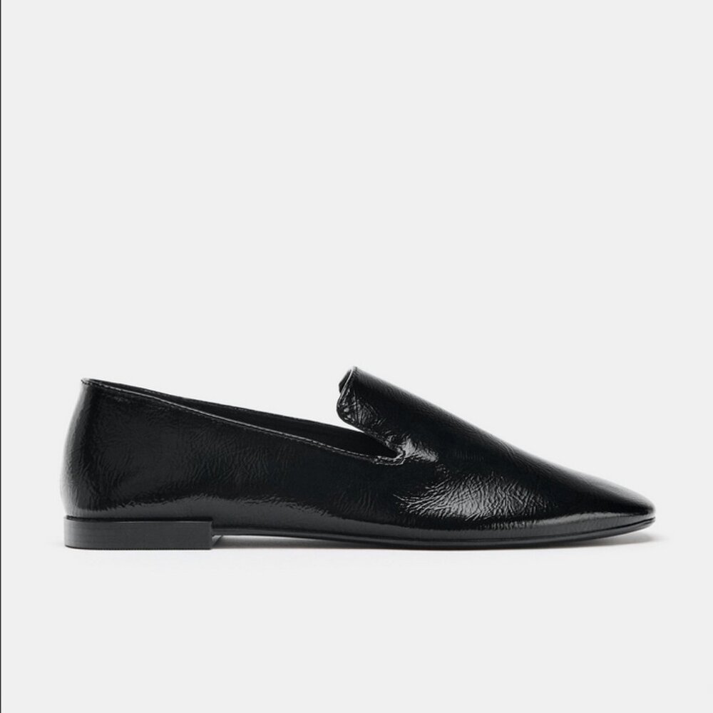 Zara Black Patent Slip-On Loafers